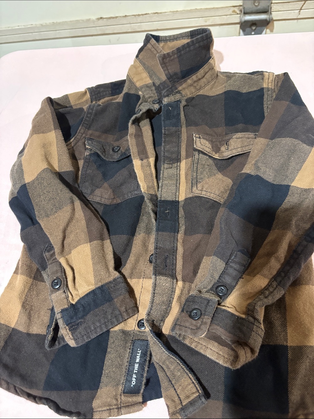 Vans kids Button-Down Plaid Shirt Jacket in Black and Brown